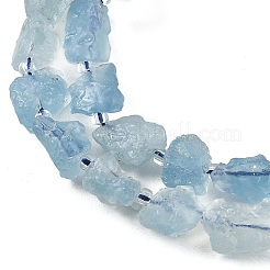 生のラフな天然アクアマリンビーズ連売り  ナゲット  シードビーズで  5~18x5~12x4~8mm  穴：1mm  約30~45個/連  15.55''（39.5cm）〜15.94''（40.5cm）&nbsp;G-D101-A13