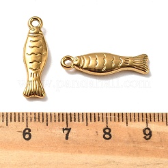 304ステンレスペンダント  イワシのチャーム  ゴールドカラー  23x6x3.5mm  穴：1.6mm&nbsp;STAS-D373-01G