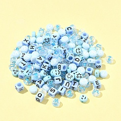 200PCSアクリルビーズ  混合図形  ライトブルー  6~7x6~7x4~6mm  穴：1.6~3.5mm&nbsp;SACR-FS0001-31