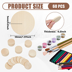未完成の木製のフラットラウンドい切り抜き  ウッドクラフト用品  小麦  49~50x5mm&nbsp;WOOD-WH0050-042C
