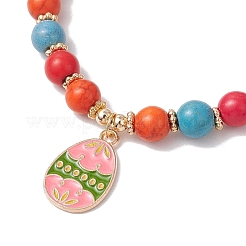Easter Day Synthetic Turquoise Beads Stretch Bracelets&nbsp;BJEW-TA00604