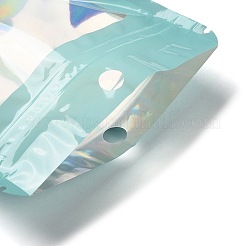 長方形のグリッターホログラフィックPVC製再封可能な包装袋  セルフシールバッグ  淡いターコイズ  14.9x10.5x0.15cm  片側の厚さ：2.5ミル（0.065mm）&nbsp;ABAG-P011-01F-01