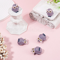不透明樹脂ペンダント5個  フクロウチャーム  プラチナ鉄ループ付き  グレー  30x23x21mm  穴：2mm&nbsp;RESI-TADJ0001-26B