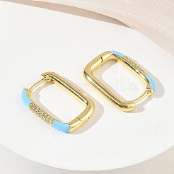 Brass Micro Pave Cubic Zirconia Hoop Earrings&nbsp;KK-CBA98BA-01G-B
