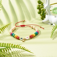 Evil Eye Star Heart Braided Bead Bracelet for Kid&nbsp;BJEW-JB06777