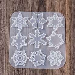 クリスマスペンダント DIY シリコン型  レジン型  UVレジン用  エポキシ樹脂工芸品作り  ホワイト  スノーフレーク  130x125x5mm  内径：37~42x30~46mm&nbsp;DIY-K073-19A