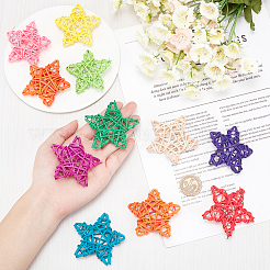 12色の籐工芸品  スター  ミックスカラー  60~63x60~64x12~17mm  12色  2個/カラー  24個/セット&nbsp;AJEW-GF0002-37