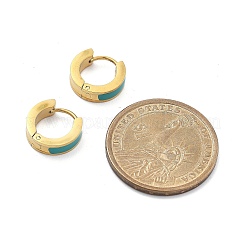 Ion Plating(IP) 304 Stainless Steel Enamel Hoop Earrings&nbsp;EJEW-P300-03G
