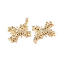 Cross Brass Micro Pave Clear Cubic Zirconia Pendants&nbsp;KK-G435-25G
