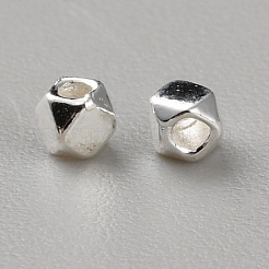 925スターリングシルバービーズ  ポリゴン  銀  2x2x2mm  穴：0.8mm&nbsp;STER-WH0019-20A