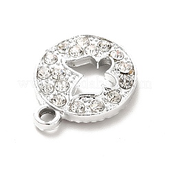 合金ラインストーンペンダント  プラチナトーンの中空フラットラウンドにバタフライチャーム  クリスタル  19x15x3mm  穴：2mm&nbsp;ALRI-C007-57P