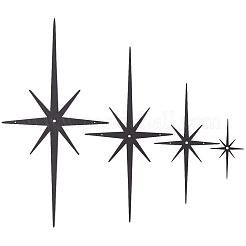 合金製壁飾り4個  スター  ブラック  100x56x1mm&nbsp;DIY-WH20058-10B