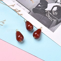 ナチュラルカーネリアン/赤瑪瑙ビーズペンダント  18KGP本金メッキの環境に優しい銅のパーツ  ティアドロップ  20x10mm  穴：2~2.8mm&nbsp;PALLOY-JF00865