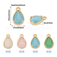 4Pcs 4 Colors Brass Crushed Ice Cut Cubic Zirconia Pendants&nbsp;KK-TADJ0001-11