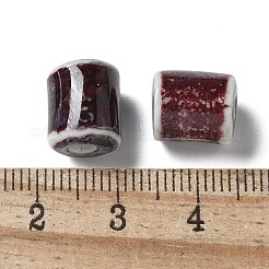 手作りの陶器ビーズ  コラム  暗赤色  10~10.5x9~10.5mm  穴：2.5mm&nbsp;X1-PORC-L080-I06