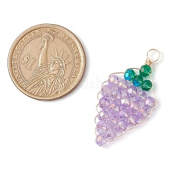 4個のガラスペンダント  金色の銅線付き  フルーツ  ミックスカラー  29.5~38x23.5x4.5mm  穴：4mm&nbsp;PALLOY-JF03006