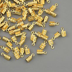 真鍮製コードエンドパーツ  ゴールドカラー  8.5x3.5x2.5mm  穴：1.2mm&nbsp;FIND-WH0152-916B-G