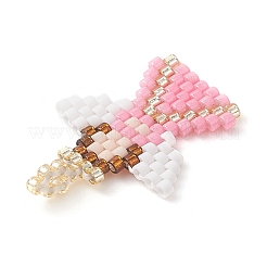 ビーズの天使のチャーム  織機模様のガラスシードビーズペンダント  ミックスカラー  23x18x1.5mm  穴：1.8mm&nbsp;PALLOY-MZ01207