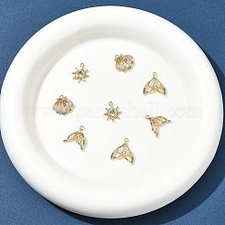 8Pcs 4 Styles Brass Micro Pave Cubic Zirconia Pendants&nbsp;KK-FS0001-96