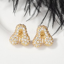 Brass Micro Pave Cubic Zirconia Stud Earrings&nbsp;EJEW-Z091-04G-A