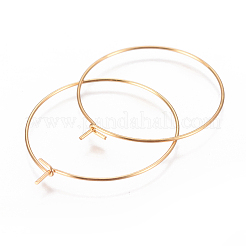 304ステンレススチールフープピアス金具  ワイングラスチャームのパーツ  ゴールドカラー  29.5x0.6mm  22ゲージ&nbsp;STAS-F227-54C-G