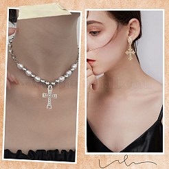 32pcs8スタイルアロイラインストーンペンダント  クロス  ミックスカラー  23~26.5x15~17.5x2~5mm  穴：1.5~1.8mm  4個/スタイル&nbsp;FIND-SC0016-43