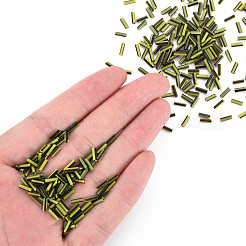 不透明な色ツートンシードガラスラッパビーズ  丸い穴  ラウンドラッパ  黄緑  4~8.5x2mm  穴：0.6~0.8mm  約450g /ポンド&nbsp;SEED-T006-02A-04