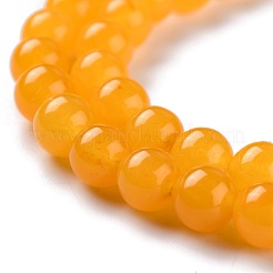 天然石ホワイトジェイドビーズ  ラウンド  染め  オレンジ  6mm  穴：1mm  約58~61個/連  37.5~38.5cm&nbsp;G-G766-A-12