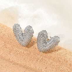 Brass Micro Pave Clear Cubic Zirconia Stud Earrings for Women&nbsp;EJEW-F352-06P