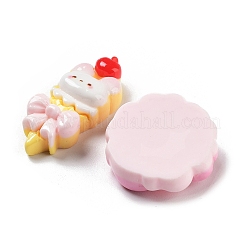 オペーク樹脂カボション  ウサギと女の子と花  混合図形  ミックスカラー  20.5~30x15~25x7.5~8mm&nbsp;RESI-H155-10