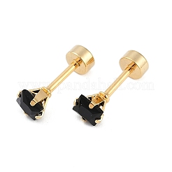 Square Glass Ear Fake Plugs&nbsp;EJEW-H105-24G-B
