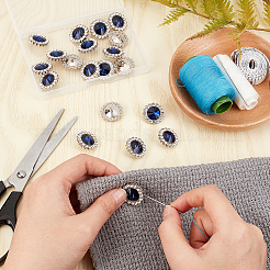 1穴亜鉛合金ラインストーンシャンクボタン  服飾材料  花  モンタナ州  20x10mm  穴：1mm  20個/箱&nbsp;DIY-GA0003-59A