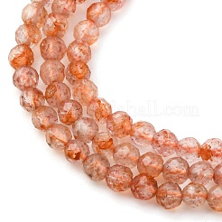 ナチュラルゴールドサンストーンビーズ連売り  ラウンド  多面カット  2~2.5mm  穴：0.5mm  約145~197個/連  15.24~15.43''（38.7~39.2センチメートル）&nbsp;G-B142-A02-2mm