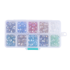 10 Colors Electroplate Glass Beads Strands&nbsp;EGLA-JP0001-02-10x7mm
