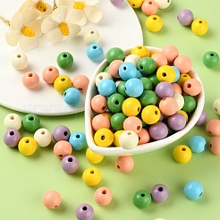 240Pcs 6 Colors Painted Natural Wood Beads&nbsp;WOOD-LS0001-47