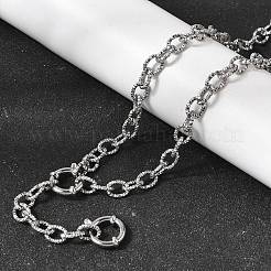 6mm 201ステンレススチールテクスチャアズキチェーンネックレス（ユニセックス）  変色しない  ステンレス鋼色  22.36インチ（56.8cm）&nbsp;NJEW-K302-03P