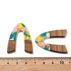 樹脂とクルミのペンダント  きいろ  37.5x29x2.5mm  穴：2mm&nbsp;FIND-R051-11F