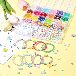 DIY Round & Flat Round with Letters Acrylic & Resin Bracelets Jewelry Making Kits&nbsp;DIY-FS0007-44