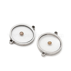304ステンレススチールとマスタードシードのコネクターチャーム  フラットラウンドいリンク  ステンレス鋼色  15x12x2mm  穴：1mm&nbsp;SA-CBA5608-04P