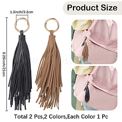 2Pcs 2 Colors PU Leather Tassel Pendan Keychains&nbsp;FIND-CL0001-88A