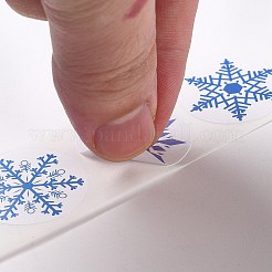 クリスマスをテーマにしたフラットラウンドロールステッカー  粘着紙ギフトタグステッカー  パーティーのために  装飾的なプレゼント  雪の結晶模様  25x0.1mm  500PCS /ロールについて&nbsp;X-DIY-B045-04A