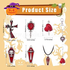 14 個 7 スタイルハロウィン合金ラインストーンペンダント  エナメル  diy ネックレス ブレスレット イヤリング アクセサリー  蝶と十字架と鏡のハート  プラチナ  30x25mm  2個/スタイル&nbsp;JX160A