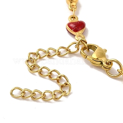 304 Stainless Steel Enamel Colorful Heart Link Chains Bracelets for Women&nbsp;BJEW-B079-01G