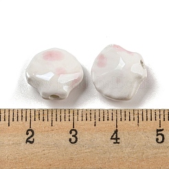 貝殻型の手作り磁器ビーズ  ピンク  12~12.5x13~13.5x7~7.5mm  穴：1.8~2mm&nbsp;X1-PORC-E022-01A