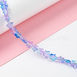 透明ガラスビーズ  グリッターパウダー付き  スター  ライラック  7.5~8x8.3x4mm  穴：0.7~1mm&nbsp;X1-GLAA-F112-04A