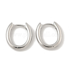 楕円形の真鍮フープピアス  プラチナメッキ  14x13x2.5mm&nbsp;EJEW-D320-09P