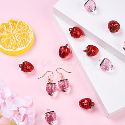 12個 2色透明韓国アクリルパーツ  イチゴのチャーム  ミックスカラー  18.8x13.5x13.5mm  穴：3mm  6個/カラー&nbsp;OACR-YW0002-10