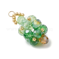 ガラスのクリスマスツリーペンダント  304ステンレススチールループ付き  多面カット  薄緑  25.5x14x13.5mm  穴：3mm&nbsp;PALLOY-MZ00976-02