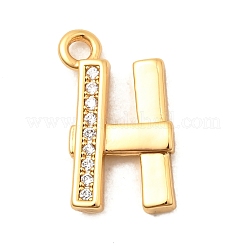 26個真鍮製マイクロパヴェクリアキュービックジルコニアチャーム  ニッケルフリー  18KGP本金メッキ  a～zの文字  10~18x6.5~17x2~6mm  穴：1.5~1.6mm&nbsp;KK-C117-12G