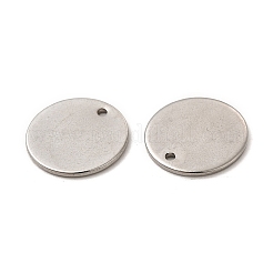 変色しない304ステンレススチールチャーム  フラットラウンドのチャーム  ステンレス鋼色  15x1mm  穴：1mm&nbsp;LS-STAS-L207-24C-P